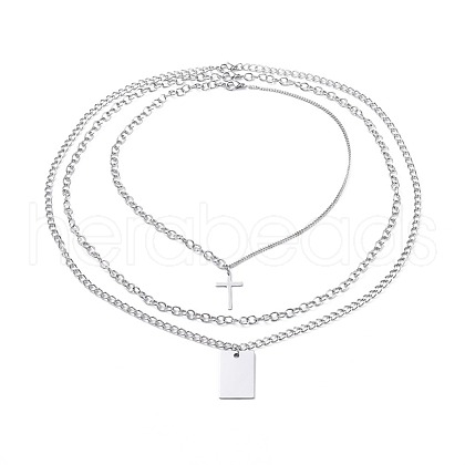Non-Tarnish 304 Stainless Steel Pendant Necklaces Sets NJEW-JN02525-1