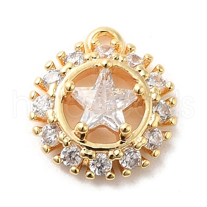 Brass Micro Pave Clear Cubic Zirconia Pendants KK-M274-04G-1