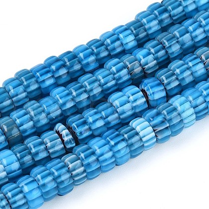 Handmade Millefiori Glass Beads Strands LAMP-T021-27B-05-1