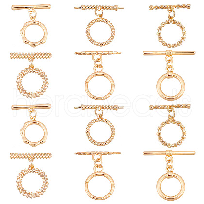   12Pcs 6 Styles Brass Toggle Clasps KK-PH0006-45-1
