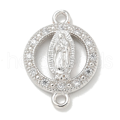 Rack Plating Brass Micro Pave Clear Cubic Zirconia Religion Virgin Mary Connector Charms X-KK-L224-094P-02-1