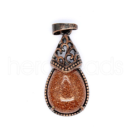 Retro Hollow Synthetic Goldstone Pendants PW-WGBA09F-18-1