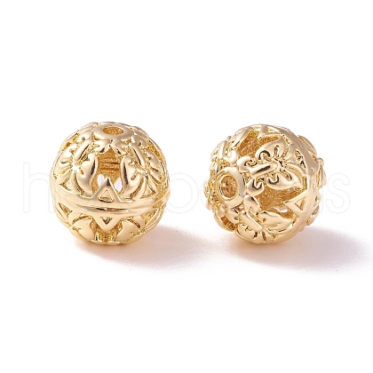 Brass Hollow Round Beads KK-P226-03CG-1