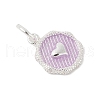 925 Sterling Silver Enamel Flat Round with Heart Charms with Jump Rings and 925 Stamp STER-D288-04S-05-2