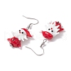 Christmas Theme Glass Dangle Earrings EJEW-TA00475-01-4