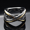 Criss Cross 304 Stainless Steel Finger Rings FS-WG1CD1D-06-1