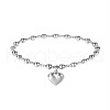 Heart Stainless Steel Bead Stretch Bracelets for Women BK4373-1-1