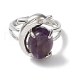 Natural Amethyst Oval with Dolphin Adjustable Ring G-Z031-01P-19-2