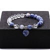 Round Natural Sodalite & Quartz Crystal Beaded Stretch Bracelets XW2849-7-1