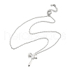 Brass Cubic Zirconia Wing Cross Pendant Necklaces for Women NJEW-C067-07P-03-4