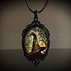 Oval Gothic Alloy Glass Halloween Pendant Necklaces for Women FS-WG73C21-02-1