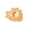 Mushroom Handmade Lampwork with Grade A Round Glass Seed Beads and Rack Plating Alloy Open Back Bezel Pendants and Electroplate Glass Beads Pendants PALLOY-MZ00689-02-3