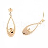Brass Micro Pave Clear Cubic Zirconia Stud Earring Findings KK-S364-147-4