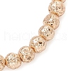 Electroplated Natural Lava Rock Round Beads Stretch Bracelets for Women Men BJEW-JB11982-03-4