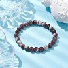 8mm Round Natural Plum Blossom Tourmaline Beaded Stretch Bracelets for Women Men BJEW-JB10468-2
