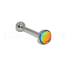 304 Stainless Steel Enamel Flat Round Straight Barbell Piercing Tongue Rings for Women Men WG3BA20-33-1
