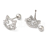 Cat Shape Brass Micro Pave Clear Cubic Zirconia Cartilage Earrings EJEW-L289-02P-02-2