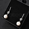 925 Sterling Silver Clear Cubic Zirconia Sun with Round Dangle Stud Earrings EJEW-L300-04P-2