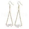 304 Stainless Steel with Natural Quartz Crystal Dangle Earrings EJEW-JE06010-09-1