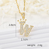 Brass Micro Pave Clear Cubic Zirconia Crown Initial Pendant Necklaces FS-WGD727C-23-1