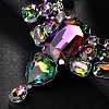 Rectangle Brass Rhinestone Pendant Necklaces & Stud Earrings Sets FS-WG11BAE-02-3