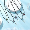 Cylinder Seed Beaded Evil Eye & Alloy Pyramid Cone Pendant Necklaces NJEW-MZ00105-1