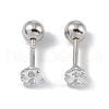 Anti-Tarnish Rhodium Plated 999 Fine Silver Cubic Zirconia Cartilage Earrings for Women EJEW-S215-28P-1