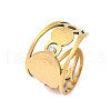304 Stainless Steel Rhinestone Saint Benedict Open Cuff Rings RJEW-M069-01G-2