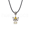 Angel Glass Sead Beaded Pendant Necklaces NJEW-MZ00094-01-2