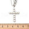 304 Stainless Steel & ABS Plastic Imitation Pearl Cross Pendant Necklaces NJEW-S442-09P-5