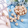 GOMAKERER 80Pcs Printed Wood European Beads WOOD-GO0001-06-4
