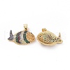 Brass Micro Pave Clear Cubic Zirconia Pendants ZIRC-F135-03G-04-1