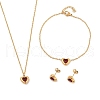 Heart 304 Stainless Steel Micro Pave Cubic Zirconia Pendant Necklaces & Bracelets & Stud Earrings Sets for Women SJEW-C004-13G-02-1