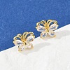 Butterfly Brass Micro Pave Clear Cubic Zirconia Stud Earrings EJEW-U064-01G-1