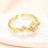 Brass Micro Pave Cubic Zirconia Cuff Rings for Women RJEW-H247-05G-2