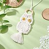 Handmade Woven Cotton Macrame Owl Pendant Decorations HJEW-JM02827-2