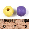 Spray Painted Natural Schima Wood Beads WOOD-N018-05-3