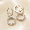 Elegant Brass Clear Cubic Zirconia Hoop Earrings HI6986-2-1