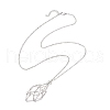 304 Stainless Steel Empty Macrame Pouch Pendant Singapore Chain Necklaces NJEW-JN05284-02-5