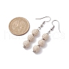 Dyed Nature Lava Rock Round Beaded Dangle Earrings for Women EJEW-JE05636-04-3