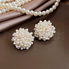 Flower Alloy Plastic Imitation Pearl Stud Earrings FS-WGFEC53-01-3