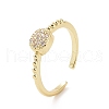 Clear Cubic Zirconia Flat Round Open Cuff Ring RJEW-E072-03G-1