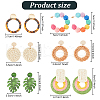 ANATTASOUL 6 Pairs 6 Style Monstera Leaf & Circle Ring Acrylic Stud Earrings with Iron Pins EJEW-AN0001-17-2