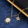 201 Stainless Steel Crystal Rhinestone Sun Star Pendant Necklaces for Women NJEW-F335-03G-5