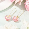 2 Pairs 2 Styles Heart & Flower Resin Dangle Hoop Earrings EJEW-JE06352-3