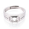 Rhodium Plated 925 Sterling Silver Micro Pave Cubic Zirconia Solitaire Ring Settings STER-T008-14P-2