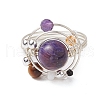 Planet Natural Amethyst Finger Rings RJEW-TA00165-03-2