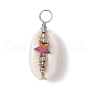 Natural Cowrie Shell Copper Wire Wrapped Shell Shape Pendants PALLOY-JF02938-03-1