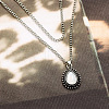 Teardrop Alloy Pave White Resin Pendant Double Layer Necklaces for Women FS-WG4C5DE-01-2