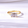 Rectangle Elegant S925 Sterling Silver Pave Clear Cubic Zirconia Ring for Women RW4917-3-3